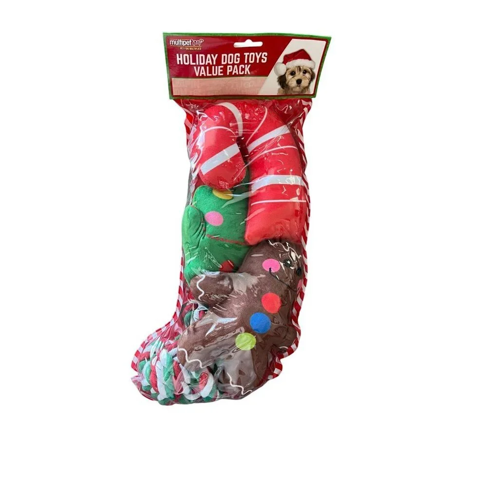 Christmas Stocking Holiday Dog Toys Value‎ Pack By Multipet NWT